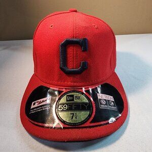 New Era Cleveland Indians "C" 59Fifty 7 1/4 Fitted Baseball Cap Red/Black